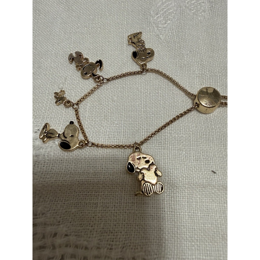 Peanuts Friends Forever Snoopy Woodstock  Bracelet Gold Tone Bolo 2025